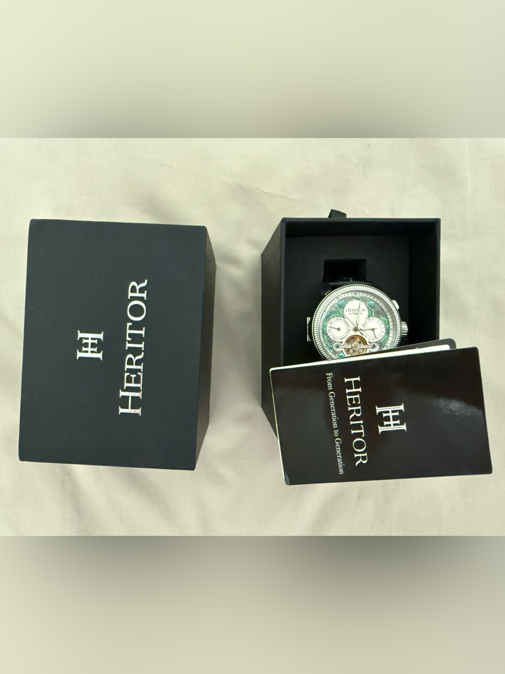 Heritor Men’s Silver Skeleton Dial Watch